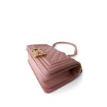 20A Metallic Pink Calfskin Quilted Small Boy Bag Aged Gold Hardware - Image 10
