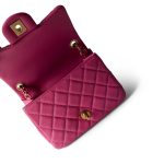 20S Pink Lambskin Quilted Pearl Crush Mini Aged Gold Hardware - Image 10