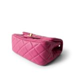 20S Pink Lambskin Quilted Pearl Crush Mini Aged Gold Hardware - Image 6