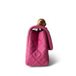 20S Pink Lambskin Quilted Pearl Crush Mini Aged Gold Hardware - Image 4