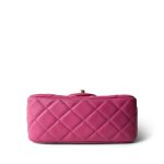 20S Pink Lambskin Quilted Pearl Crush Mini Aged Gold Hardware - Image 5