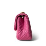 20S Pink Lambskin Quilted Pearl Crush Mini Aged Gold Hardware - Image 2