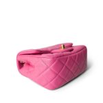 20S Pink Lambskin Quilted Pearl Crush Mini Aged Gold Hardware - Image 7