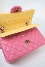 21P Pink Lambskin Quilted Classic Flap Small Yellow Interior / Rainbow Hardware - Image 5