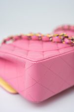 21P Pink Lambskin Quilted Classic Flap Small Yellow Interior / Rainbow Hardware - Image 6