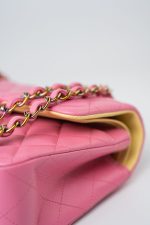 21P Pink Lambskin Quilted Classic Flap Small Yellow Interior / Rainbow Hardware - Image 7