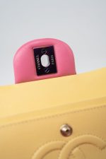 21P Pink Lambskin Quilted Classic Flap Small Yellow Interior / Rainbow Hardware - Image 11