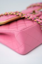21P Pink Lambskin Quilted Classic Flap Small Yellow Interior / Rainbow Hardware - Image 14