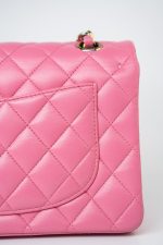 21P Pink Lambskin Quilted Classic Flap Small Yellow Interior / Rainbow Hardware - Image 16