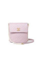 21S Light Pink / Rose Clair Calfskin Quilted All About Pearls Small Hobo Bag