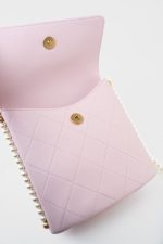 21S Light Pink / Rose Clair Calfskin Quilted All About Pearls Small Hobo Bag - Image 7