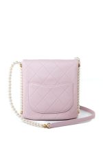 21S Light Pink / Rose Clair Calfskin Quilted All About Pearls Small Hobo Bag - Image 10