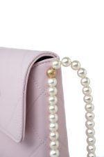 21S Light Pink / Rose Clair Calfskin Quilted All About Pearls Small Hobo Bag - Image 13
