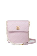 21S Light Pink / Rose Clair Calfskin Quilted All About Pearls Small Hobo Bag - Image 15