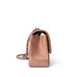 21S Metallic Rose Gold Grained Lambskin Quilted Mini Rectangular Flap - Image 6