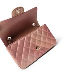 21S Metallic Rose Gold Grained Lambskin Quilted Mini Rectangular Flap - Image 8