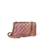 21S Metallic Rose Gold Grained Lambskin Quilted Mini Rectangular Flap - Image 11