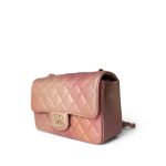 21S Metallic Rose Gold Grained Lambskin Quilted Mini Rectangular Flap - Image 12