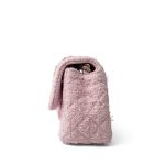 21S Pink White Tweed Quilted Mini Rectangular Flap Light Gold Hardware - Image 9