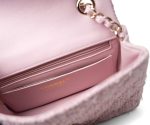 21S Pink White Tweed Quilted Mini Rectangular Flap Light Gold Hardware - Image 10