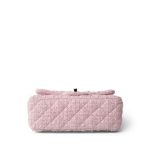 21S Pink White Tweed Quilted Mini Rectangular Flap Light Gold Hardware - Image 6