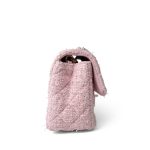 21S Pink White Tweed Quilted Mini Rectangular Flap Light Gold Hardware - Image 16