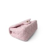 21S Pink White Tweed Quilted Mini Rectangular Flap Light Gold Hardware - Image 5