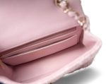 21S Pink White Tweed Quilted Mini Rectangular Flap Light Gold Hardware - Image 15