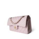 21S Rose Clair Caviar Quilted Classic Flap Small Light Gold Hardware - Image 13