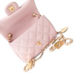 22B Light Pink Lambskin Quilted Mini Heart Charms Flap Antique Gold Hardware - Image 11