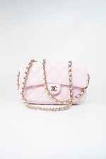 22P Light Pink Caviar Quilted Flap Phone Holder with Classic Chain LGHW - Image 7