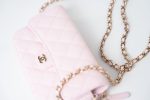 22P Light Pink Caviar Quilted Flap Phone Holder with Classic Chain LGHW - Image 11