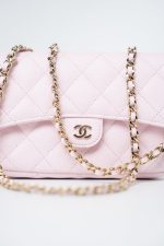22P Light Pink Caviar Quilted Flap Phone Holder with Classic Chain LGHW - Image 10