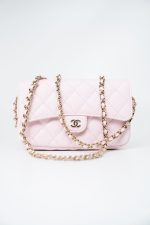 22P Light Pink Caviar Quilted Flap Phone Holder with Classic Chain LGHW - Image 14