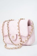 22P Light Pink Caviar Quilted Flap Phone Holder with Classic Chain LGHW - Image 13