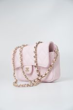 22P Light Pink Caviar Quilted Flap Phone Holder with Classic Chain LGHW - Image 16