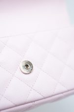 22P Light Pink Caviar Quilted Flap Phone Holder with Classic Chain LGHW - Image 2