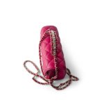 23A Dark Pink Lambskin Quilted Mini Flap Bag with Jeweled Top Handle Light Gold Hardware - Image 4