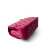 23A Dark Pink Lambskin Quilted Mini Flap Bag with Jeweled Top Handle Light Gold Hardware - Image 15
