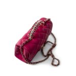 23A Dark Pink Lambskin Quilted Mini Flap Bag with Jeweled Top Handle Light Gold Hardware - Image 6
