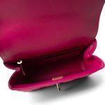 23A Dark Pink Lambskin Quilted Mini Flap Bag with Jeweled Top Handle Light Gold Hardware - Image 17