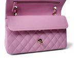23P Pink Caviar Quilted Classic Flap Medium Light Gold Hardware - Image 12