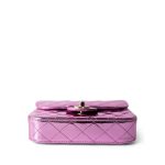 24C Shiny Pink Calfskin Quilted Flap Bag & Coin Purse - Image 8