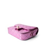 24C Shiny Pink Calfskin Quilted Flap Bag & Coin Purse - Image 7
