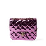 24C Shiny Pink Calfskin Quilted Flap Bag & Coin Purse - Image 4