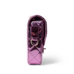 24C Shiny Pink Calfskin Quilted Flap Bag & Coin Purse - Image 5
