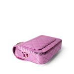 24C Shiny Pink Calfskin Quilted Flap Bag & Coin Purse - Image 11
