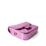 24C Shiny Pink Calfskin Quilted Flap Bag & Coin Purse - Image 9