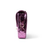 24C Shiny Pink Calfskin Quilted Flap Bag & Coin Purse - Image 6