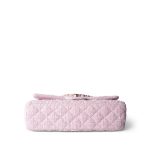 21S Pink Tweed Quilted Classic Flap Medium Light Gold Hardware - Image 14